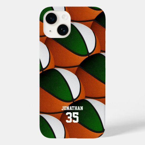 Green white basketball team colors boys girls Case_Mate iPhone 14 case