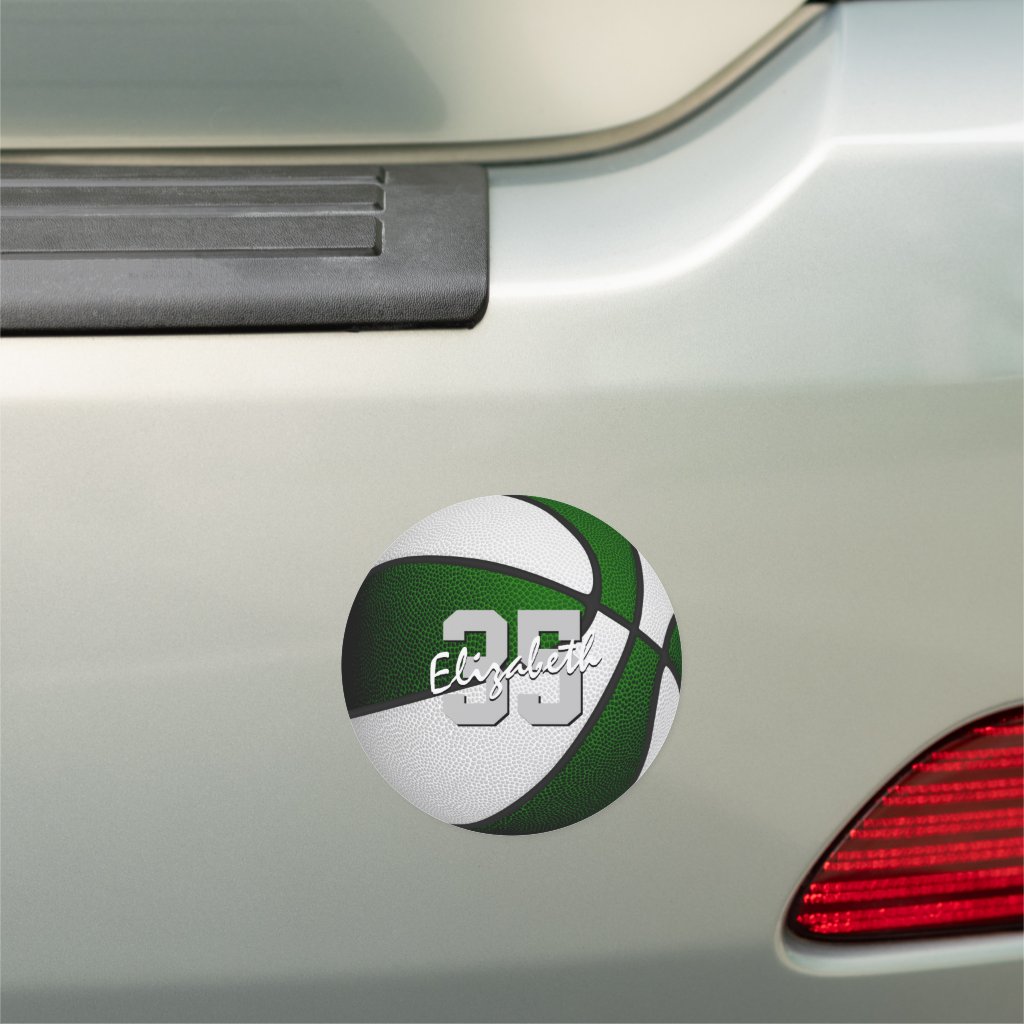green white basketball team colors locker or car magnet