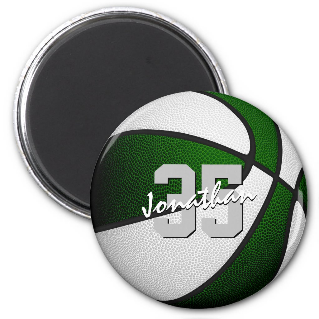 green white basketball team colors personalized magnet