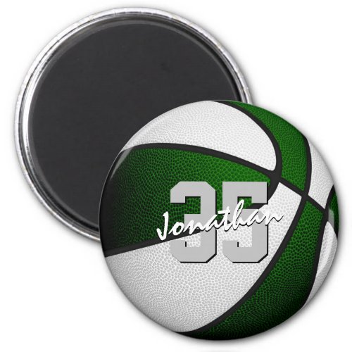 green white basketball team colors personalized magnet