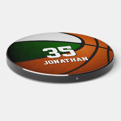green white basketball team colors wireless charger 