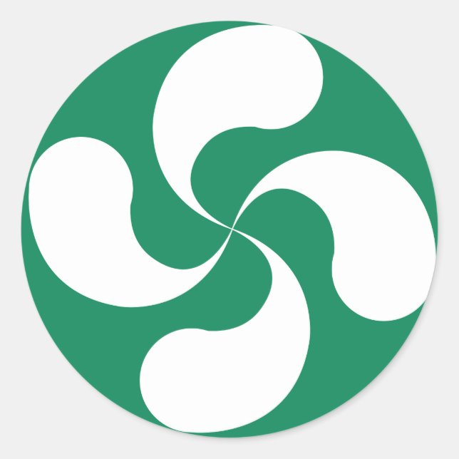 Green White Basque Cross sticker "Lauburu" (Front)