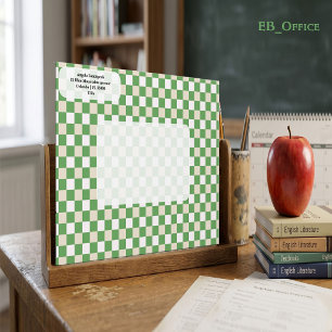 Green, White, Beige Checkered  Return Address Envelope