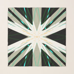 Green White Beige Winter Christmas Star Snowflake Scarf
