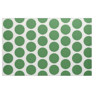 Green White Big Polka Dots Fabric