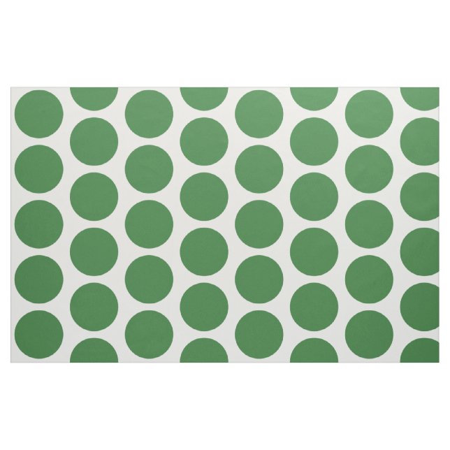 Green White Big Polka Dots Fabric (Yard)