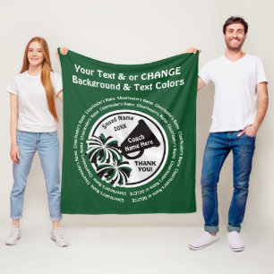 Green, White, Black Cheer Coach Gifts or Any COLOR Fleece Blanket