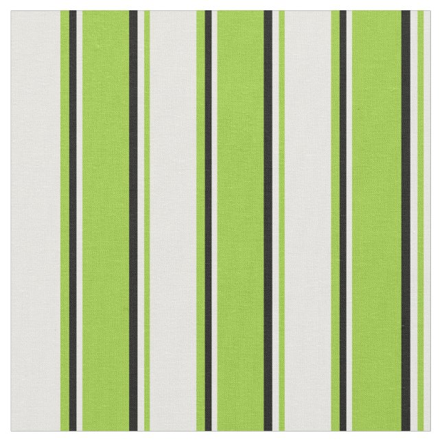 Green, White & Black Colored Lined Pattern Fabric (Close Up)
