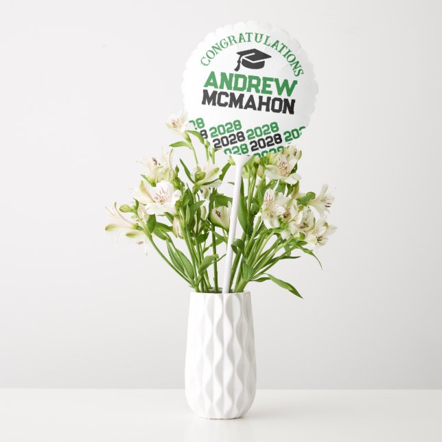 Green White & Black Graduation Centerpiece Balloon (Vase)