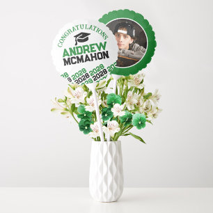 Green, White & Black Graduation Photo Centerpiece Balloon