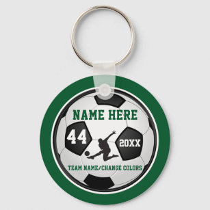 Green, White, Black Personalized Soccer Keychains