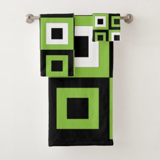 Green White Black Squares Geometric Pattern