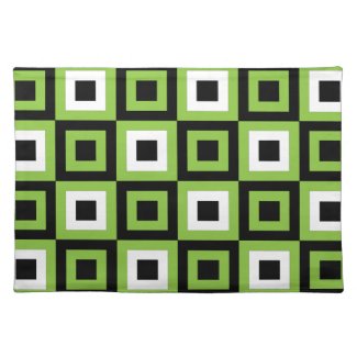 Green White Black Squares Geometric Pattern