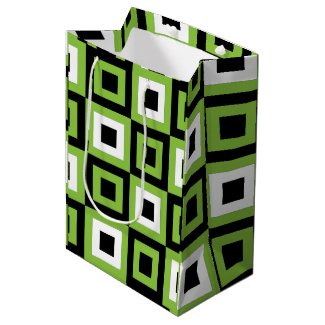 Green White Black Squares Geometric Pattern