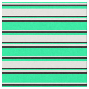 Green, White & Black Striped/Lined Pattern Fabric