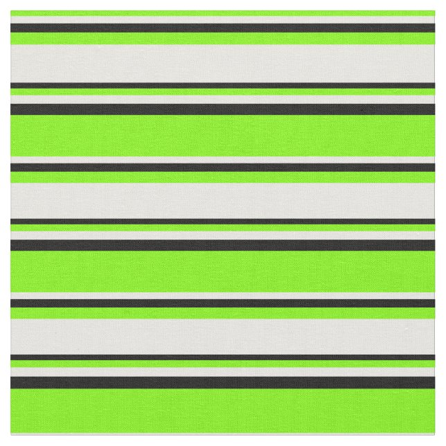 Green, White & Black Striped/Lined Pattern Fabric (Close Up)