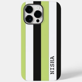 Green White Black Stripes Custom Name