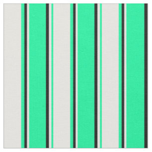 Green, White & Black Stripes Pattern Fabric