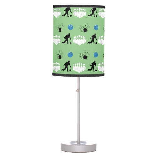 Green White Blue Black Bowling Elegant Table Lamp