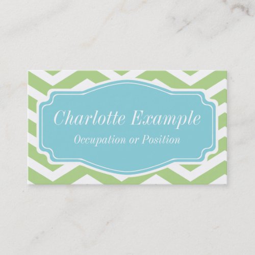 Green White Blue Chevron Personal Business Card Template