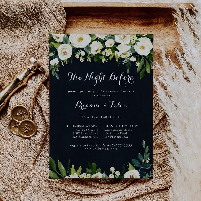 Green White Blue Night Before Rehearsal Dinner  Invitation (Creator Uploaded)