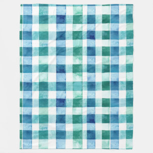 Green White Blue Plaid Stripes  Fleece Blanket