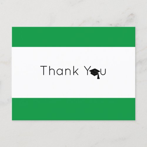 Green White Bold Graduation Thank You Postcard