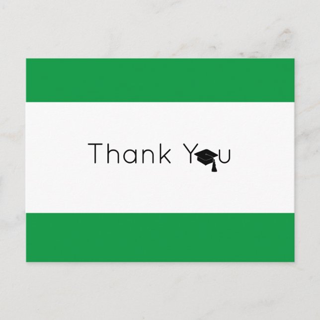 Green White Bold Graduation Thank You Postcard (Front)