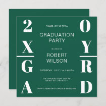 Green White Bold Typography Graduation Party Invit Invitation