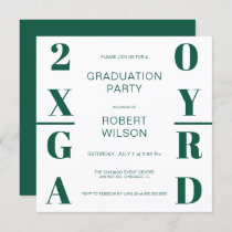 Green White Bold Typography Graduation Party Invitation