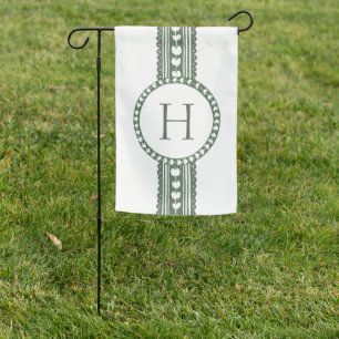 Green & White Botanical Block Print Wedding Garden Flag