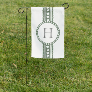 Green & White Botanical Block Print Wedding Garden Flag