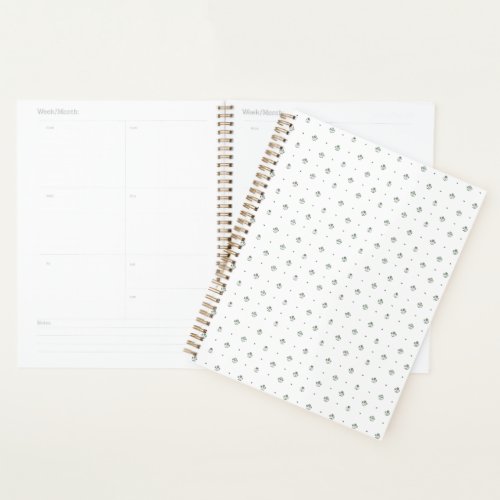 Green & White Botanical Block Print Wedding Planner