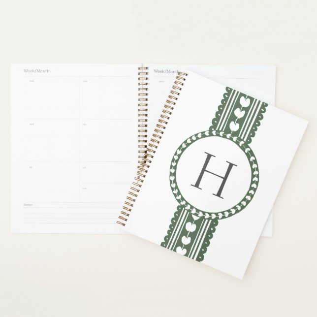 Green & White Botanical Block Print Wedding Planner (Display)