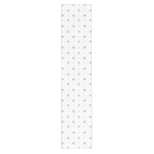Green & White Botanical Block Print Wedding Short Table Runner