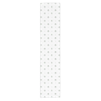 Green & White Botanical Block Print Wedding Short Table Runner