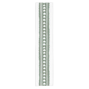 Green & White Botanical Block Print Wedding Short Table Runner