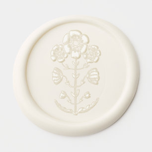 Green & White Botanical Block Print Wedding Wax Seal Sticker