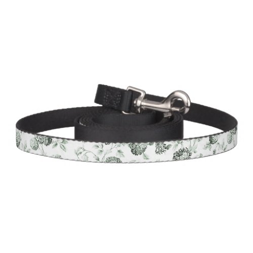 Green  White Botanical Floral Toile Pet Leash