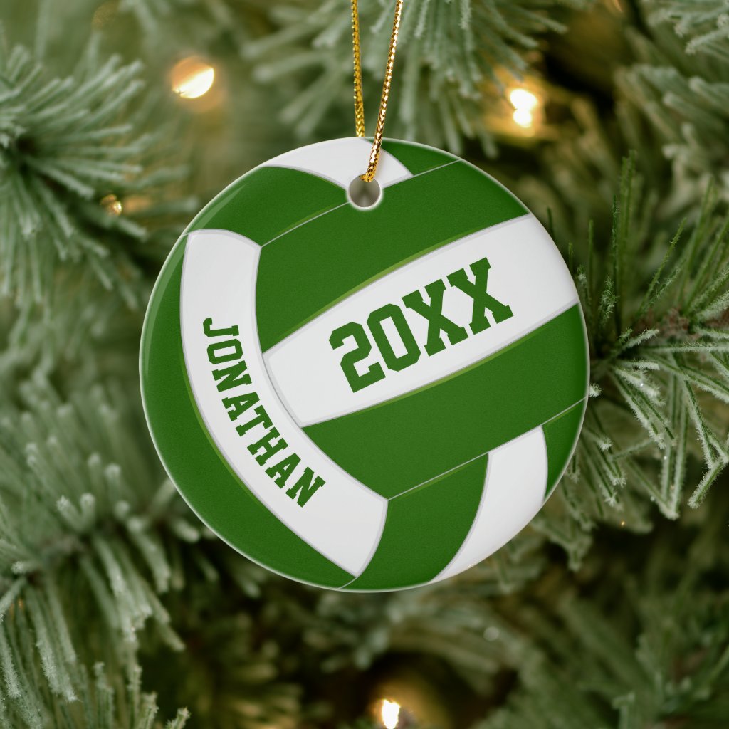 green white boys girls volleyball team colors ceramic ornament