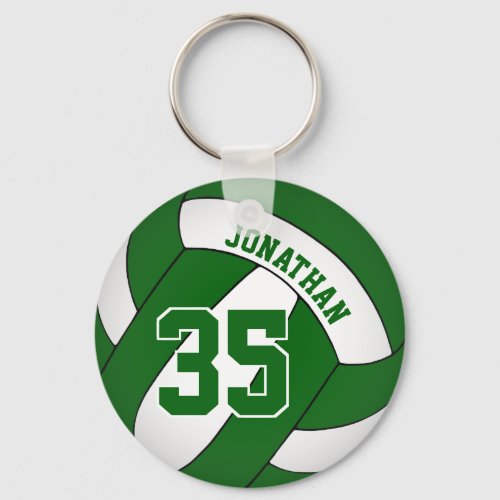 green white boys team colors volleyball keychain