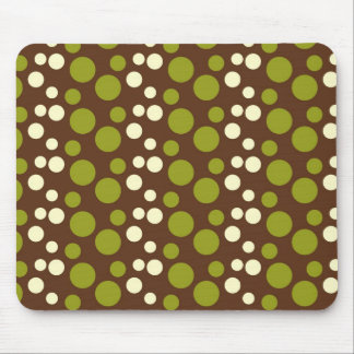 Green White Brown Polka Dots Pattern Mouse Pad