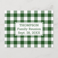 Green White Buffalo Check Family Reunion Party