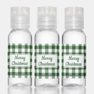 Green White Buffalo Check Merry Christmas Hand Sanitizer