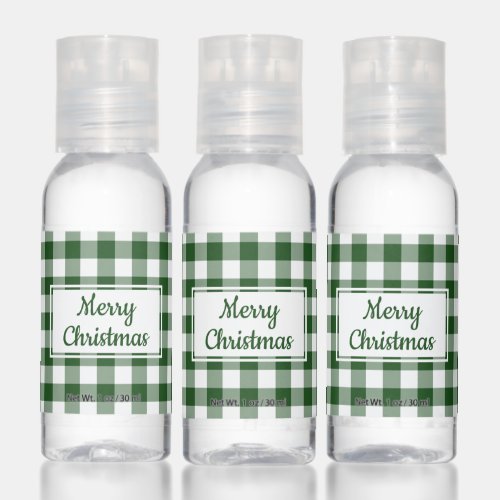 Green White Buffalo Check Merry Christmas Hand Sanitizer