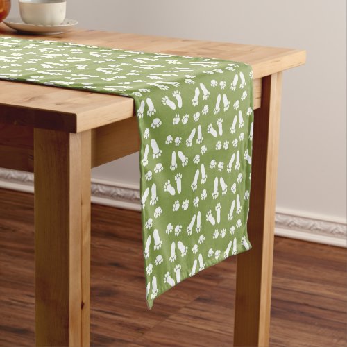 Green  White Bunny Tracks Table Runner