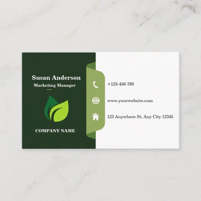 Green White Business Card (Front)