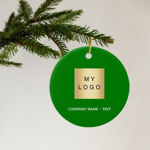 Green white business company logo ceramic ornament