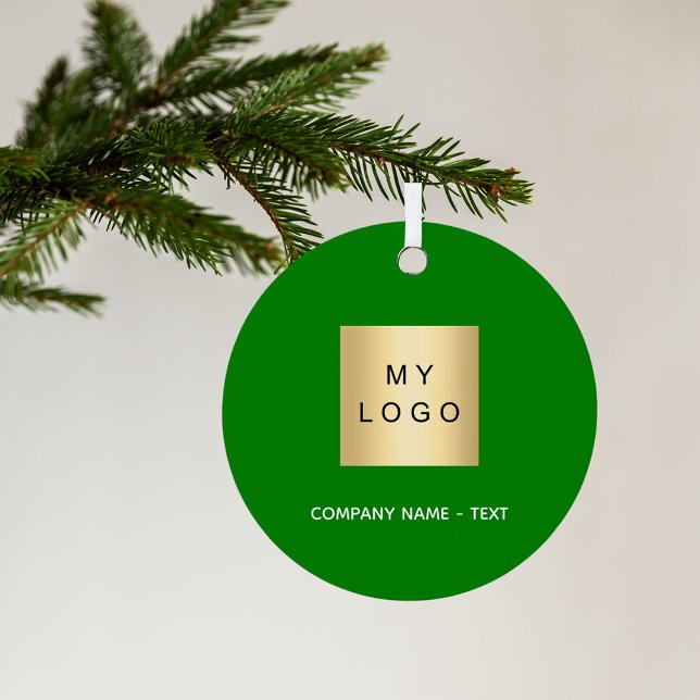 Green white business company logo metal ornament (Creator Uploaded)