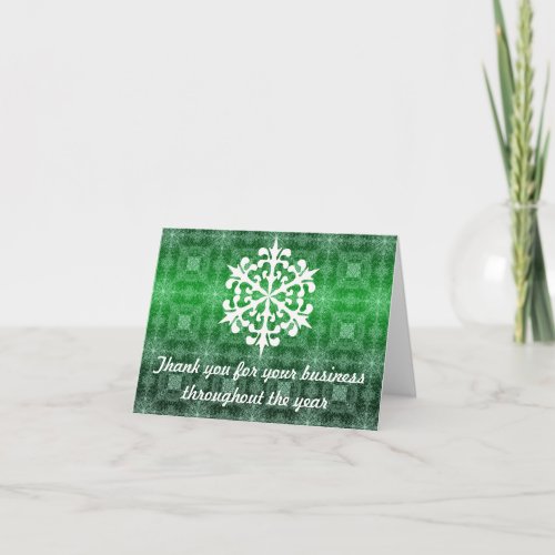 Green  White Business Holiday Thank You Note Card